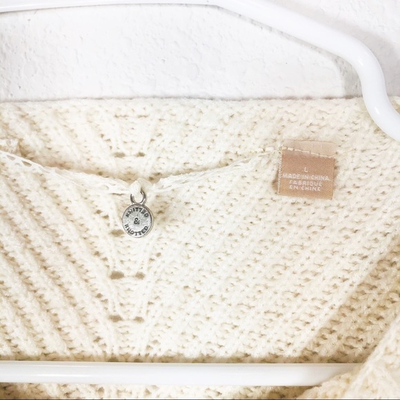 Anthro 🔥SALE🔥Knitted & Knotted ivory soft eyelash sleeves sweater - Picture 5 of 12